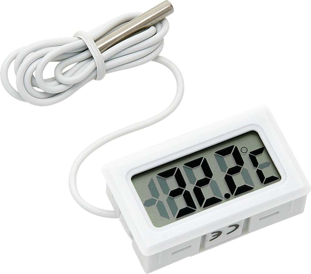 aanraken Tulpen Wafel Chef99 | Digitale Thermometer WIT - Aquarium - Koelkast - Vriezer - Chiller  - Vloeistof - LCD Temperatuurmeter met meetsonde